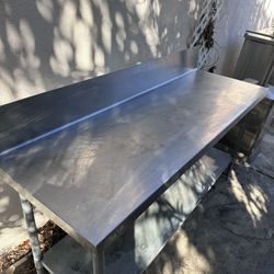 Stainless Steel 6 Foot Table With Backsplash