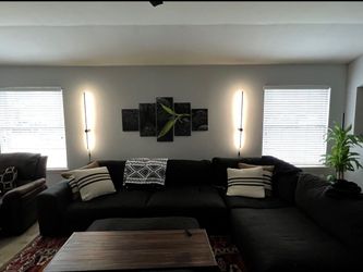 Large black fabric sectional