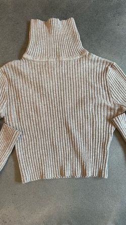 Love Tree Ribbed High-Neck Sweater in Light beige