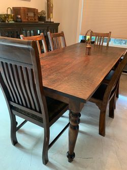 Indian Wood Dining Table and Chairs