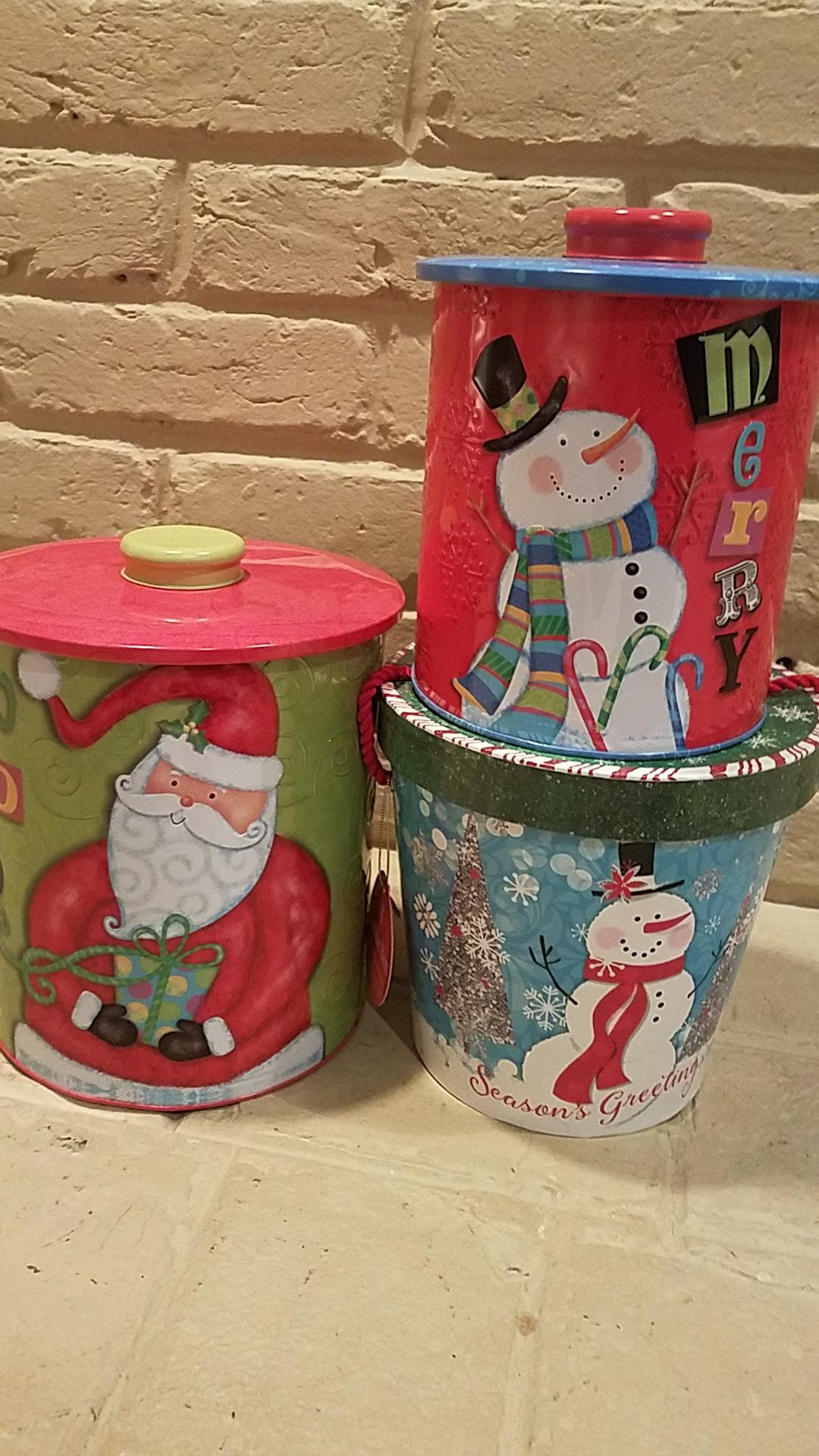 3 NEW CHRISTMAS COOKIE CANISTERS