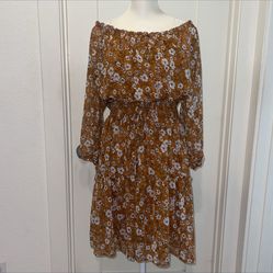 Burnt Orange Floral Dress