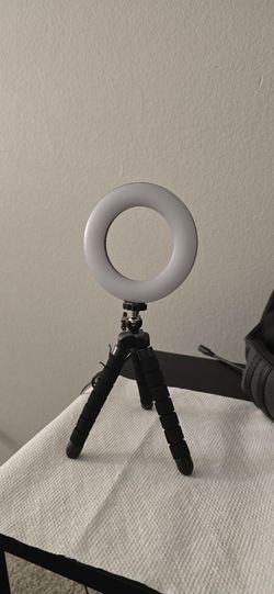 Ring Light with Tripod & Clip – 5 Color Modes, Dimmable – Like New – $15