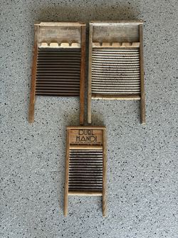 3 Bundle Vintage Wooden/ Metal Washboards. National/ Columbus. Pre Owned.