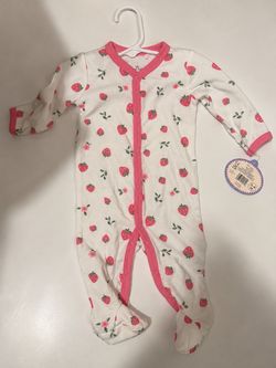 Baby Girl Strawberry Footed Sleeper 3-6 Months
