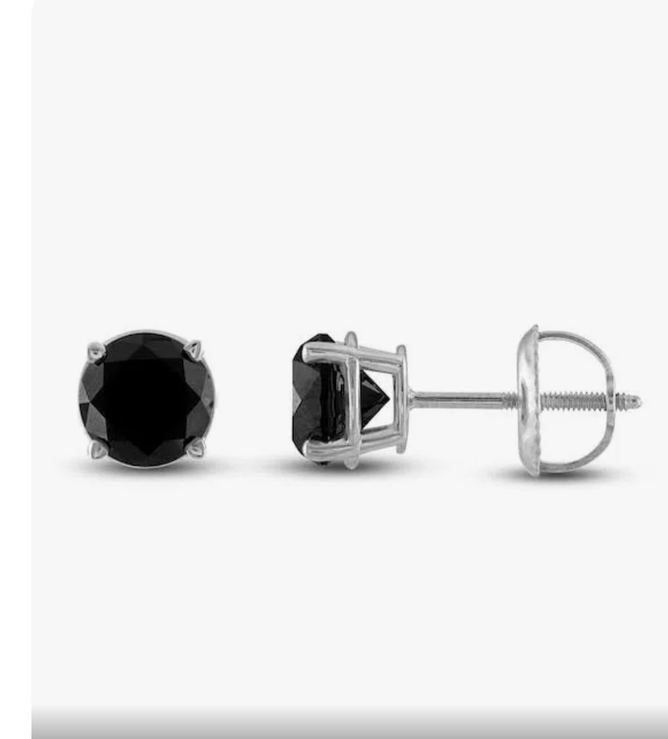 Black Diamond Earrings 10k White Gold 2 Carats Total