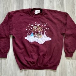 Vtg 2002 Disney World Merry Christmas Crewneck Sweater Kids Medium (See Measurements)