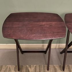 LARGE, Very Heavy (approx. 15-18 lbs.), OVAL-Shaped, Folding WOOD Tray Table - posted price EACH is firm.