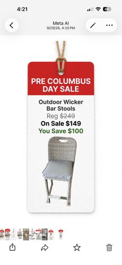 Outdoor Wicker Bar Stool with Cushion