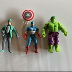 Riddler, Captain America, The Hulk Action Figures