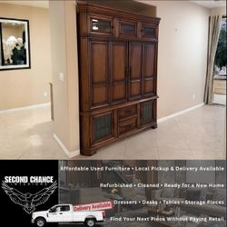 Traditional Large Wood Armoire Entertainment Center