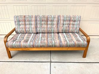 Vintage Danish Mid Century Modern Slat Back Sofa - Teak Wood (Made in Denmark)