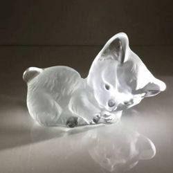 Viking Frosted Glass Kitten Bookend Paperweight