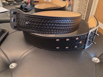Black Basketweave Leather Duty Belt