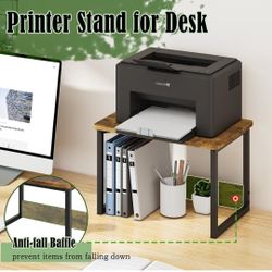 MARTY Printer Stand with Storage for Desk, Desktop Printer Stand Shelf Organzier for Home/Office Heavy Duty Printer Riser Under Desk Small Printer Tab