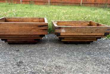 2 Rustic Wood Tiered Planters.  Read description 1st