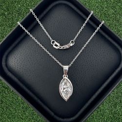 14k White Good Marquis Shape Diamond Necklace 