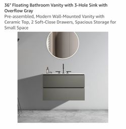 Floating bathroom vanity sink