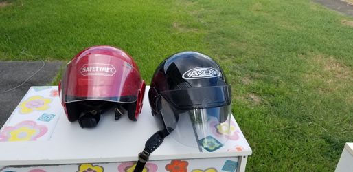 2 Mopeds or Scooter Helmets Avex and Safetynet with plastic clear sun visor $10.00 each