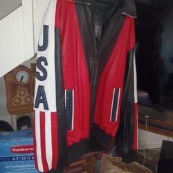 Vintage USA/Flag 100% Leather Michael Hobain Size 46