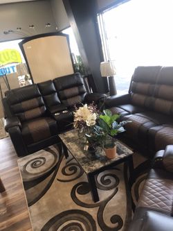 Theater premium reclining couch and loveseat