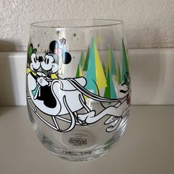 Disney Minnie And Mickey Mouse Christmas Glass
