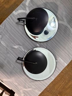 Two Circle Mirror & Black Wall Decor 8” x 6.5” - asking $6.00 sold together - pick up only