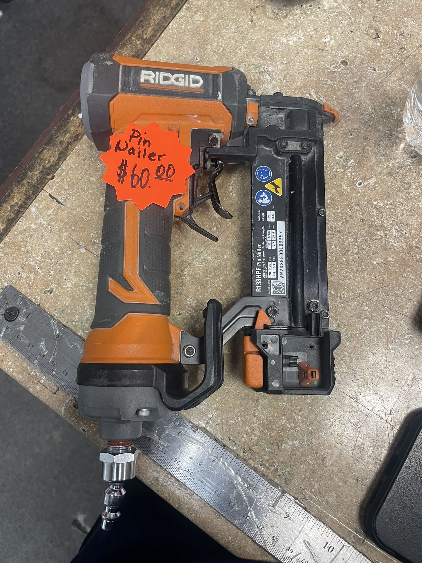 Ridgid Pin Nailer 23 Ga 1-3/8”