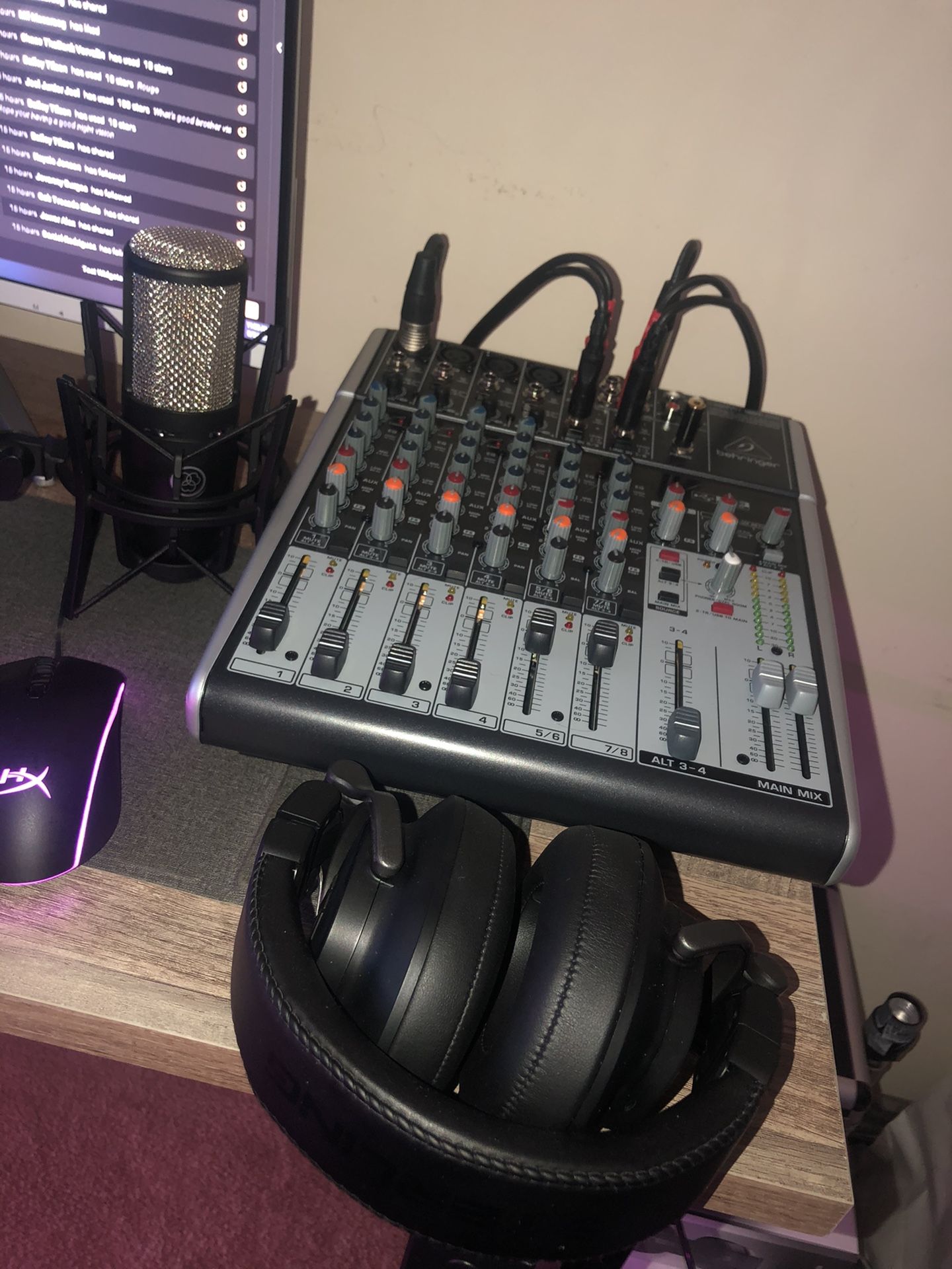 Behringer Mixer + AKG Xlr Microphone + Sterling Studio Headphones