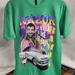 Men's WWE Licensed Mint Razor Ramon Say Hello to the Bad Guy Graphic T-Shirt Size Medium