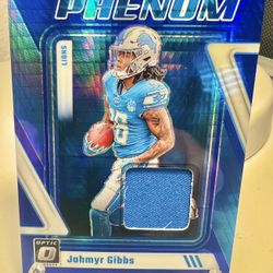 Jahmyr Gibbs 2023 Rookie Optic Hyper Blue Phenom Jersey Patch
