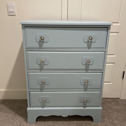 Four Drawer Solid Wood Blue Dresser