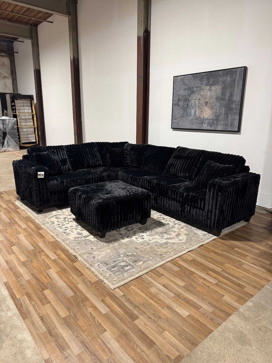 Black Corduroy Sectional Sofa π Delivery Available
