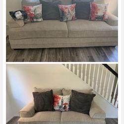 Beige Loveseat And Sofa