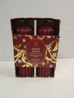 Holiday Hearth Scented Pillar Candles Set of 2