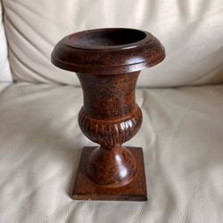 Neoclassical Style Metal Brown Patina Urn Vase Planter
