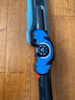 Blue and Black Toy Blaster Rifle