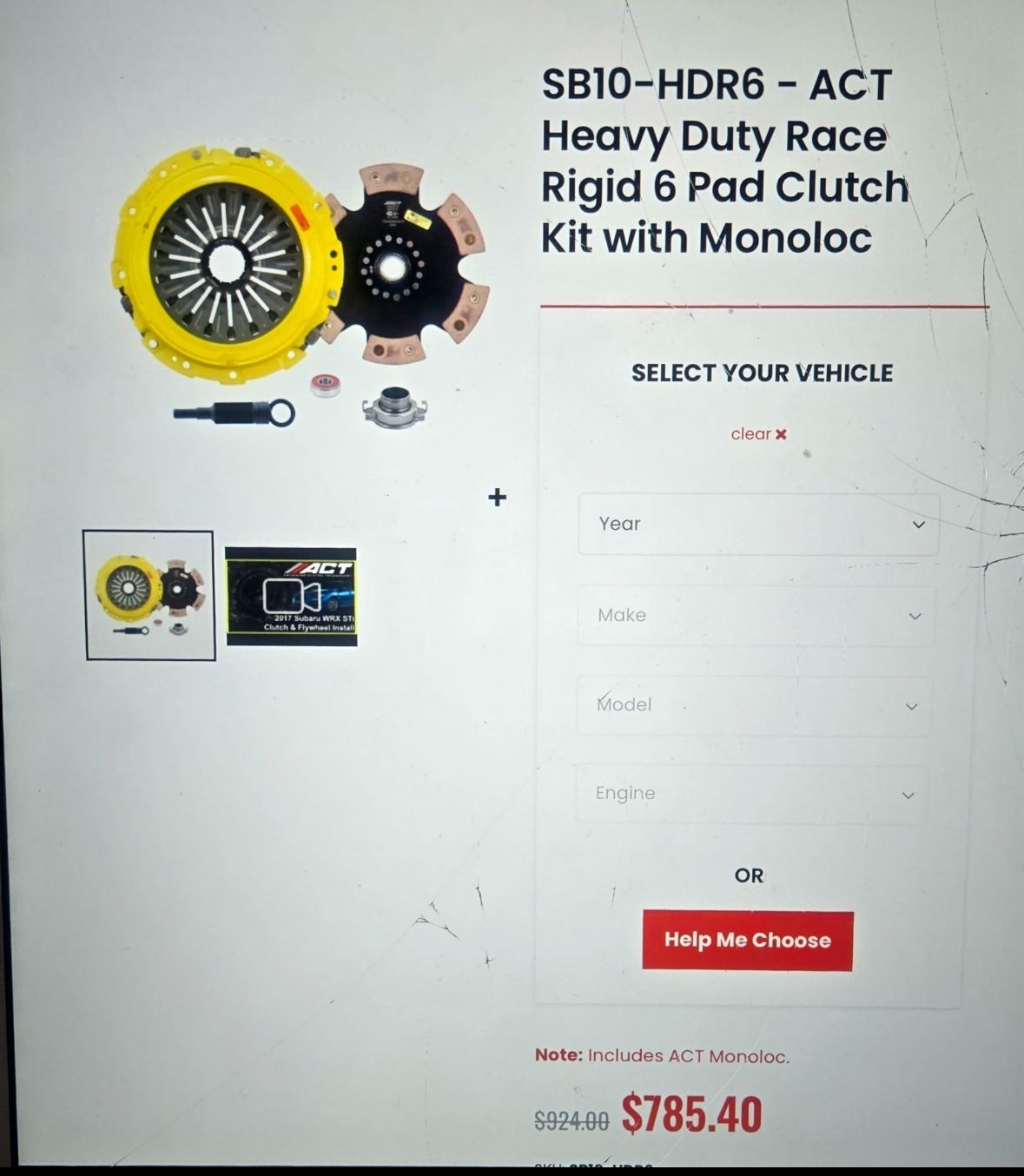 SB10-HDR6 - ACT Heavy Duty Race Rigid 6 Pad Clutch Kit with Monoloc