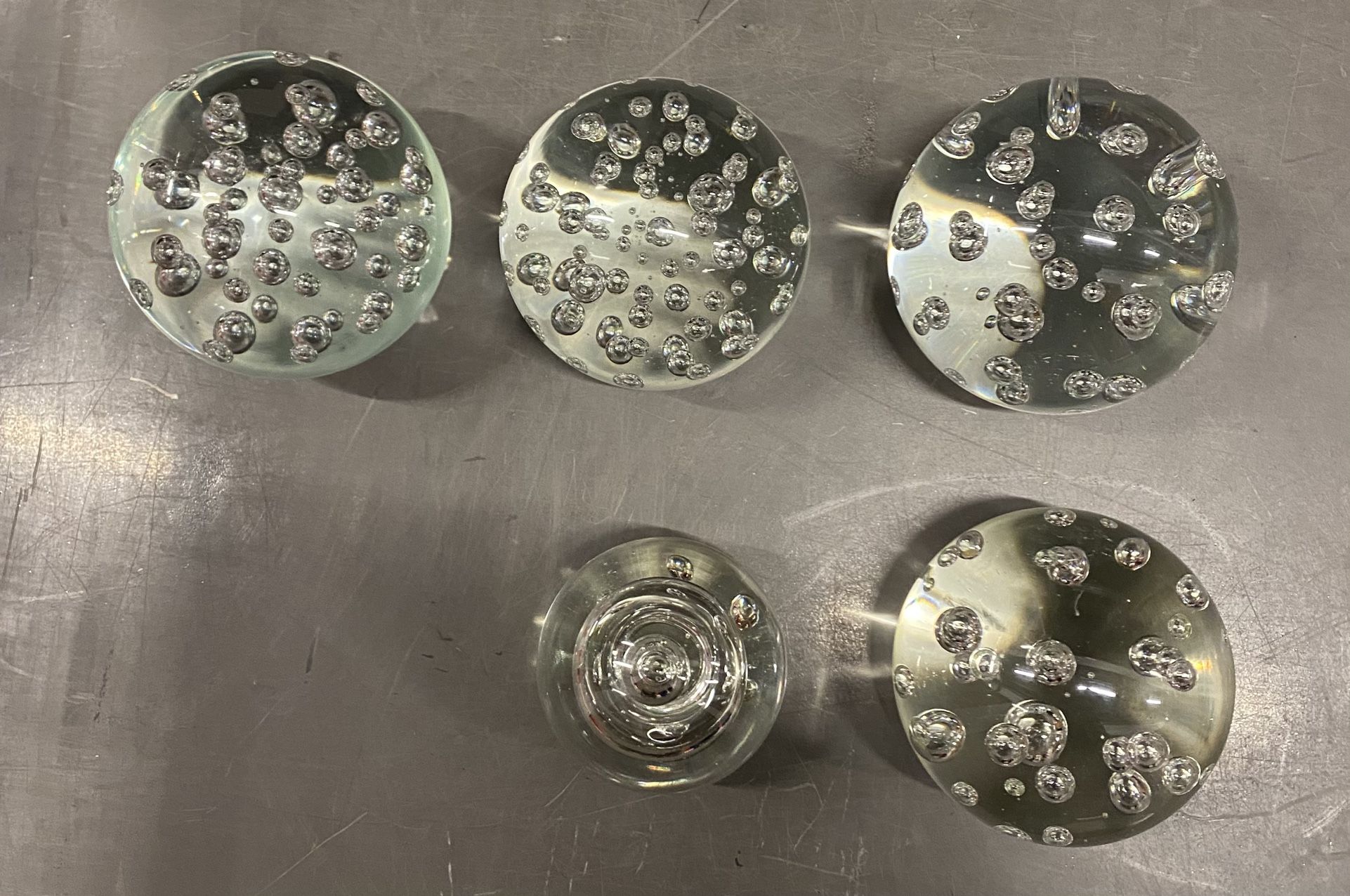 Art Glass Ball Paperweight Clear Bullicante Controlled Bubble Sphere