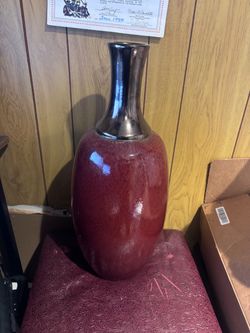 2 Large Red Glazed Ceramic Vase