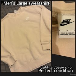 Men’s Large Size Nike  Tan/beige Crew Neck Sweatshirt $20 Like New