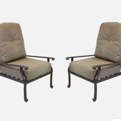 Adjustable patio reclining lounge chair set 2 outdoor Elisabeth heavy furniture.