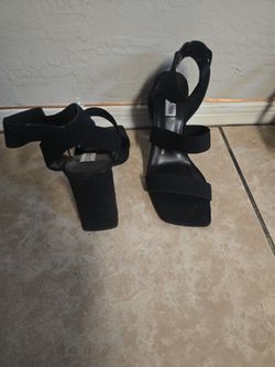 Black Block Heel Sandals-Steve Madden