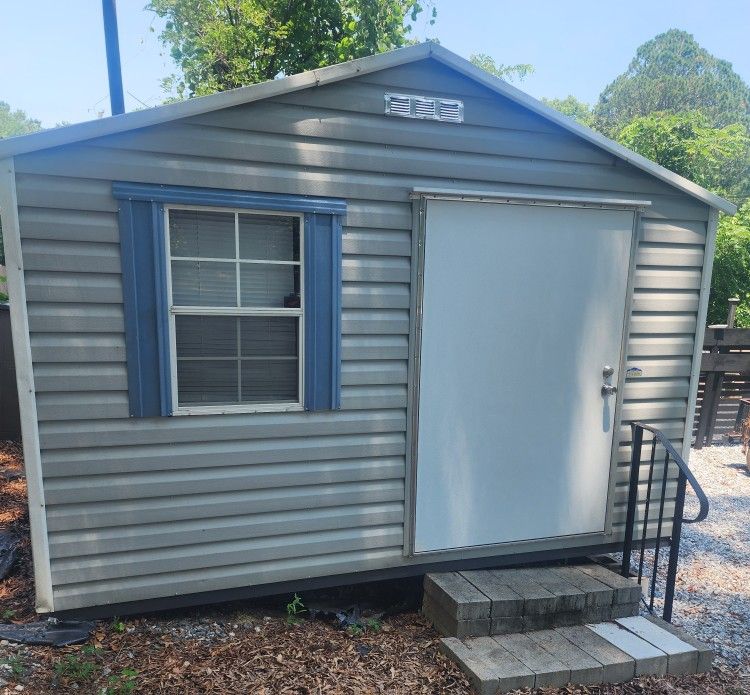 12x12 Gray Metal Storage Building