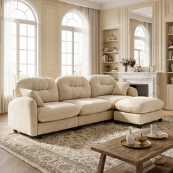 Roselyn 107" Modular Chenille Cloud L-Shaped Sectional Sofa with Ottoman
