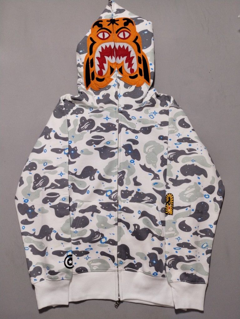 White Glow In The Dark Space Camo Bape Hoodie