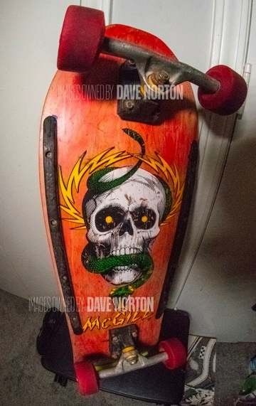Mike Mcgill Late '80s Vintage Powell Peralta Skateboard /w Red & Blue T-Bones /w Gullwing trucks!
