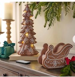 Sandra Lee 2-Piece Gingerbread Christmas Tree and Sleigh