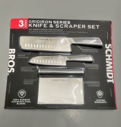 Brand New Sealed Schmidt Bros Gridiron 3-Piece Knife & Scraper Set