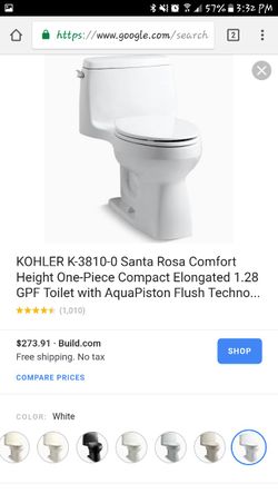 Kohler K 3810 0 Santa Rosa Comfort Height One Piece Compact Elongated 1 28 Gpf Toilet With Aquapiston Flush Techno For Sale In Orlando Fl Offerup